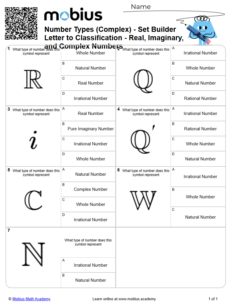 Level 2 | Complex Numbers | Grade 10 Math Worksheets - Mobius Math Academy