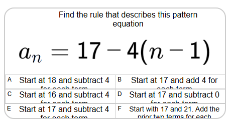 Patterning | Rule from Equation for Decreasing Arithmetic Pattern ...
