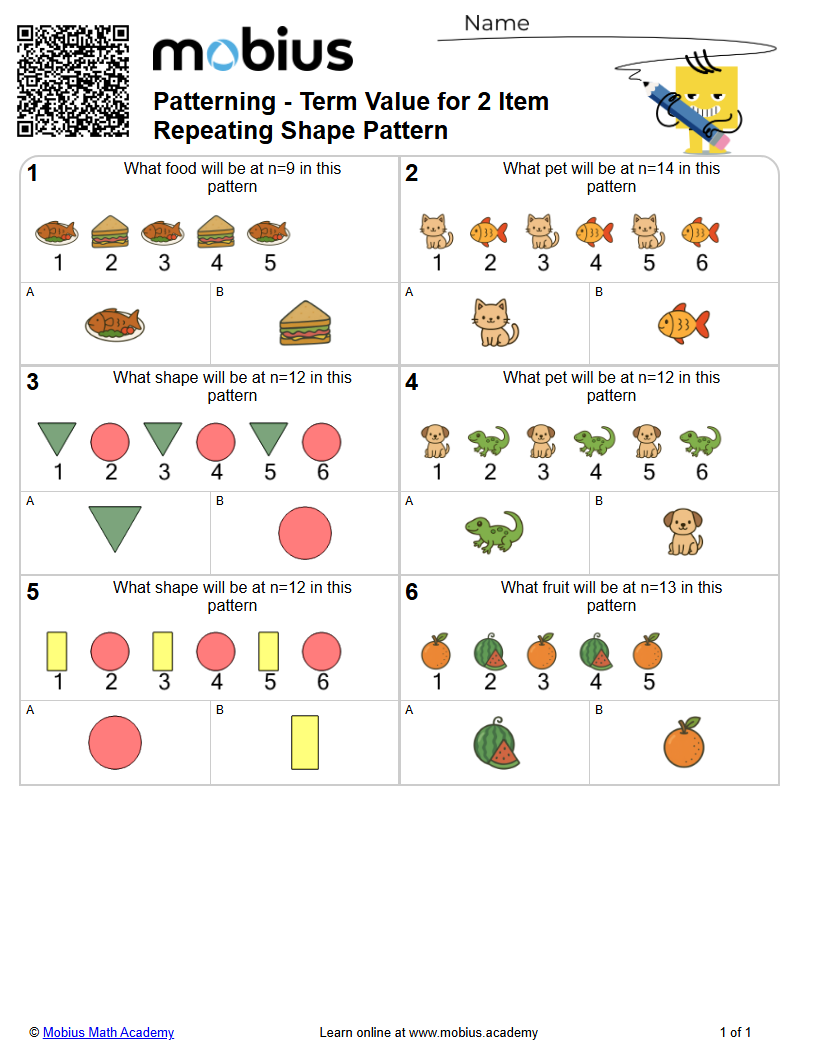 Patterning - Term Value for 2 Item Repeating Shape Pattern (Level 3 ...