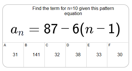 Patterning | Term Value from Equation for Decreasing Arithmetic Pattern ...