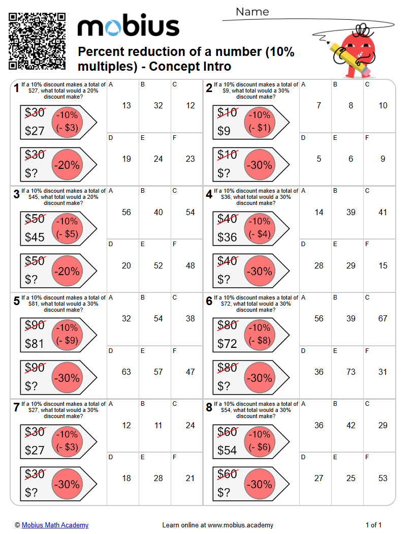Percent reduction of a number (10% multiples) - Concept Intro (Level 1 ...
