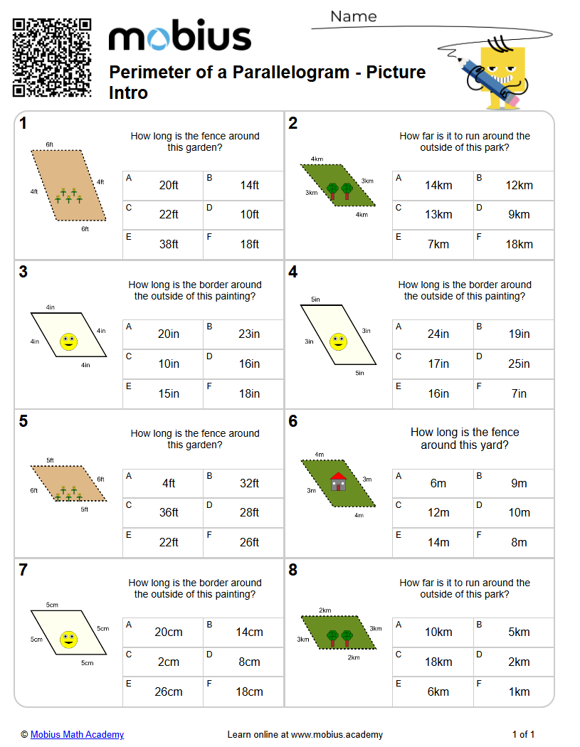 Level 1 | Geometry 2D | Grades 4-5 Math Worksheets - Mobius Math Academy