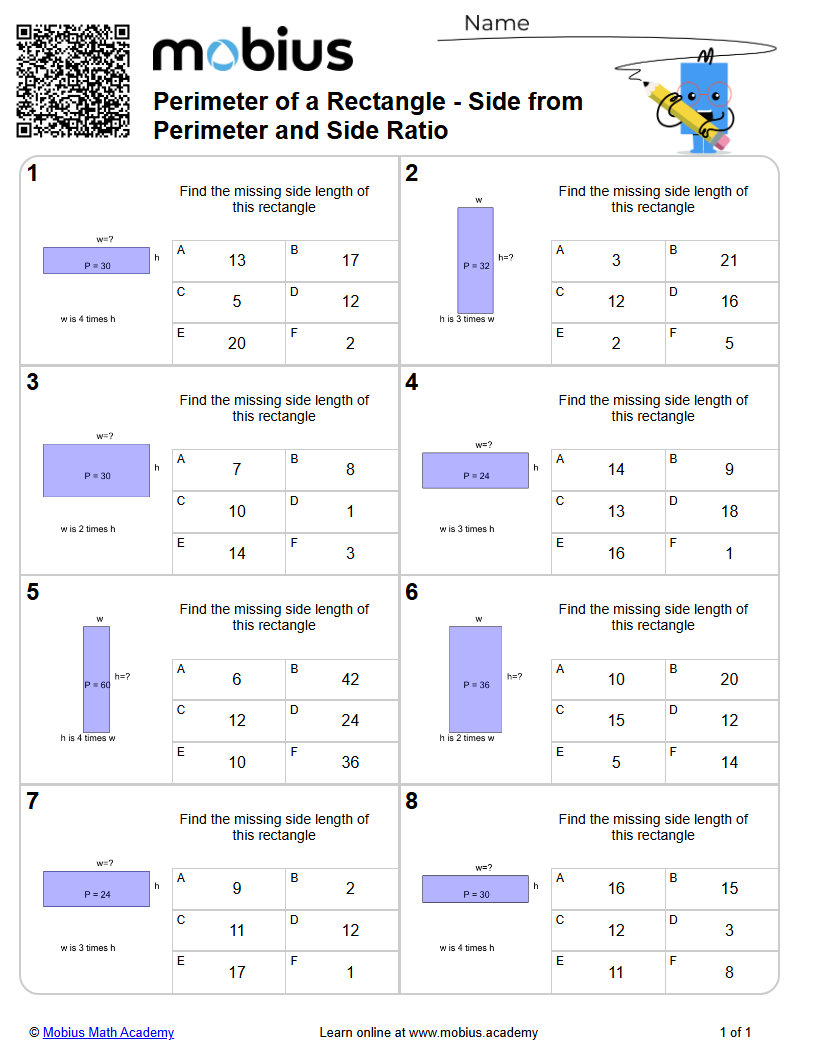 Perimeter of a Rectangle - Side from Perimeter and Side Ratio (Level 2 ...