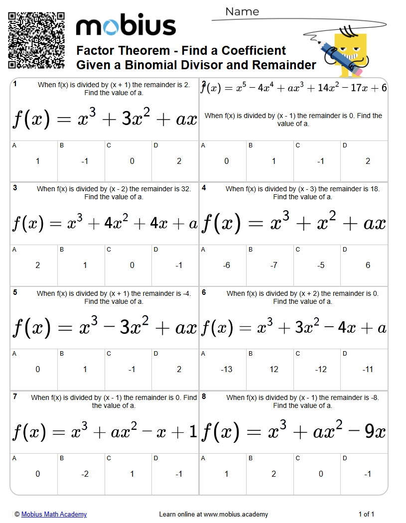 Level 1 | Grade 0 Math Worksheets - Mobius Math Academy