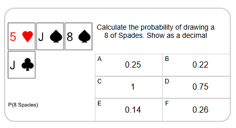 Probability | Cards, From Hand, Pick One, To Decimal (Level 1) | Grades ...