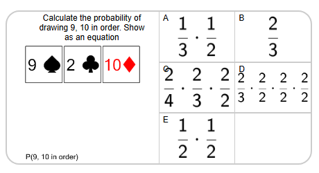 Probability - Cards, From Hand, Pick Two Ordered, To Equation (Level 1 ...