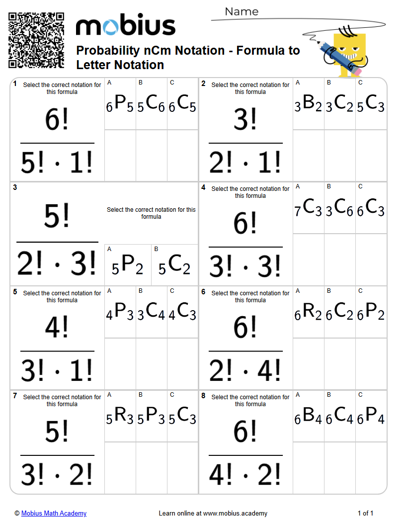 Formula to Letter Notation (Level 1) | Probability | Grades 10-13 Math ...