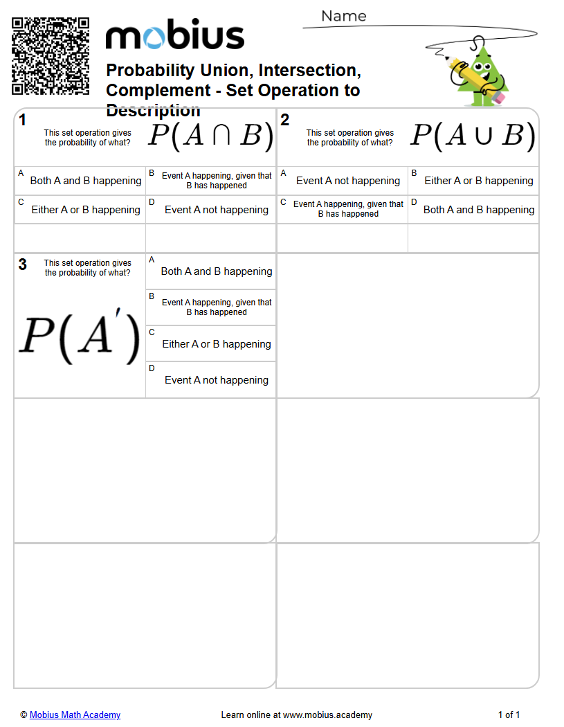 Probability Union, Intersection, Complement - Set Operation to ...