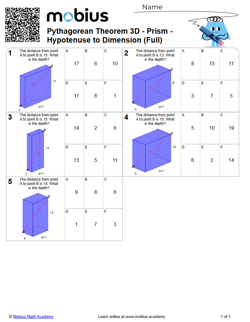 Level 3 | Geometry 3D | Grade 11 Math Worksheets - Mobius Math Academy