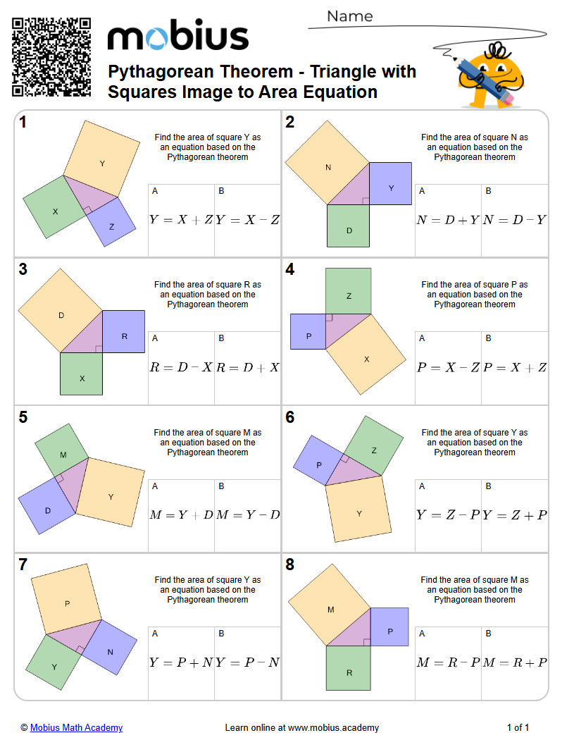 Triangle with Squares Image to Area Equation (Level 2) | Pythagoras ...
