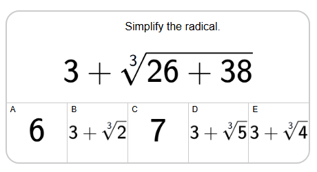 Radicals - Addition Under Cubed Radical Plus Integer to Integer (Level ...