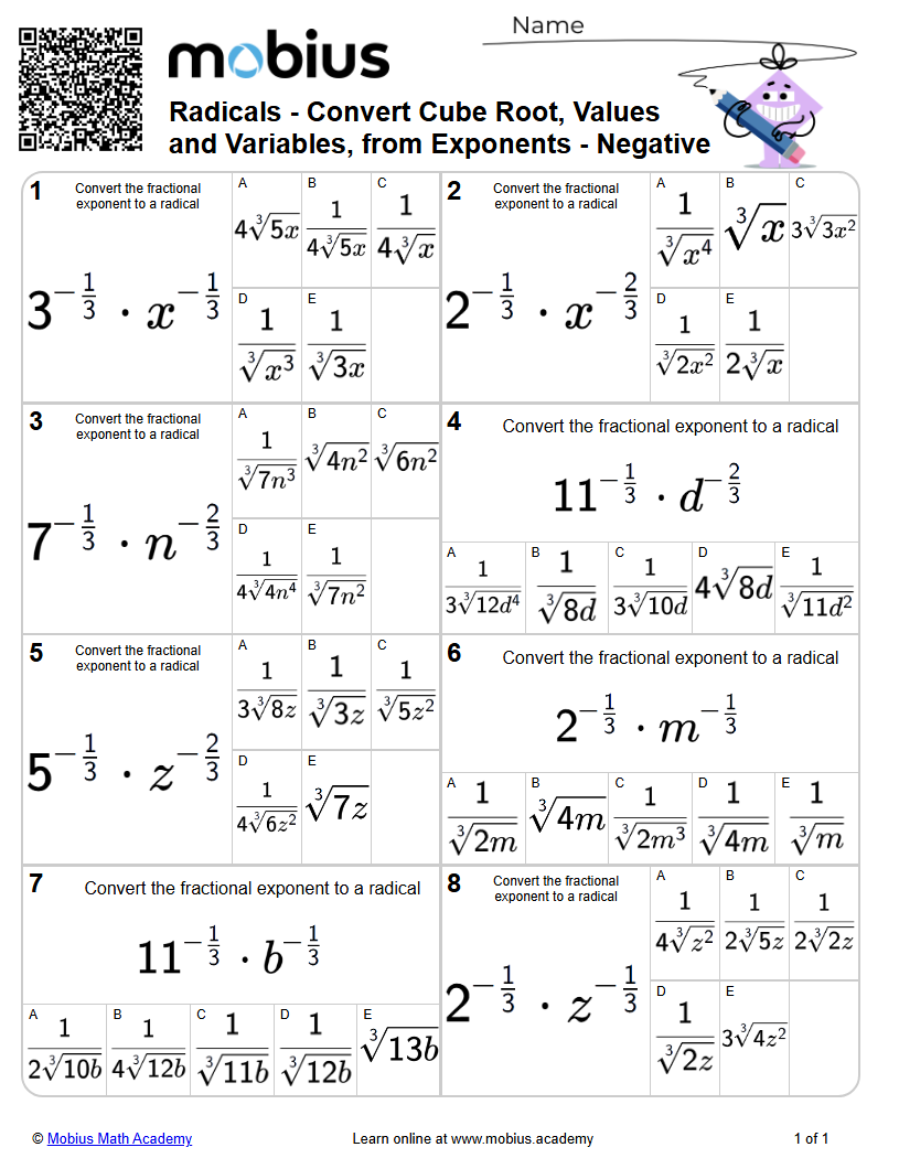 Convert Cube Root, Values and Variables, from Exponents - Negative ...