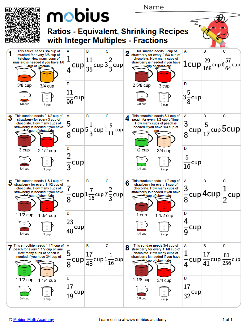 Ratios - Equivalent, Shrinking Recipes with Integer Multiples ...