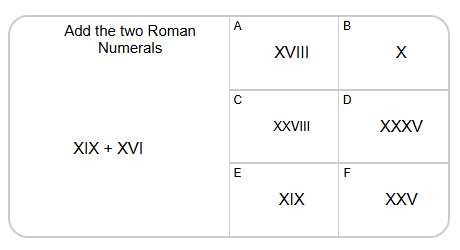 Roman Numerals - Adding (Level 1) - Mobius Math Academy