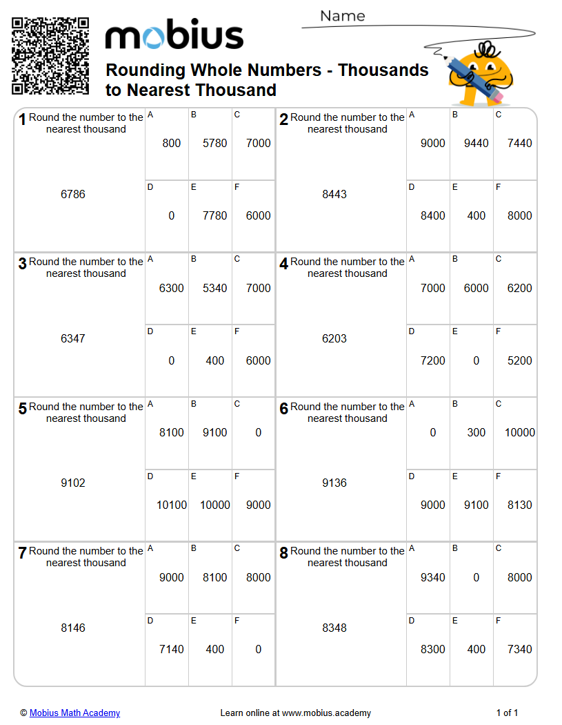 Level 2 | Place Value | Grade 5 Math Worksheets - Mobius Math Academy
