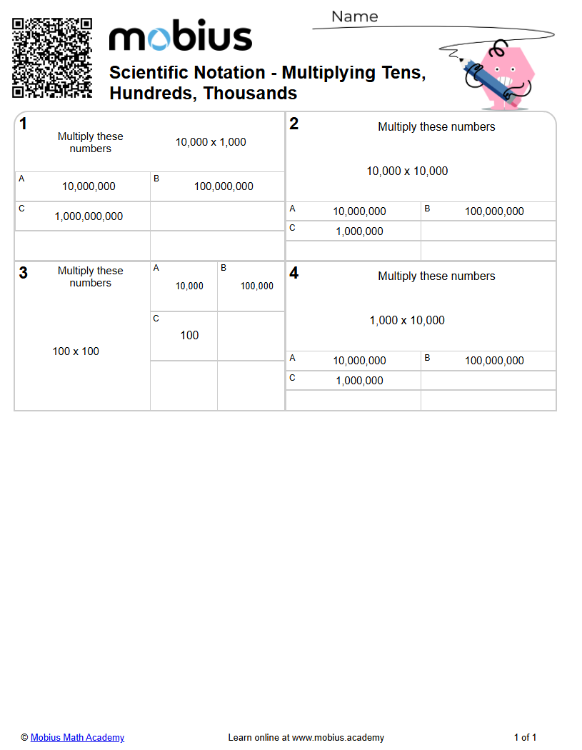 Multiplying Tens, Hundreds, Thousands (Level 2) | Scientific Notation ...