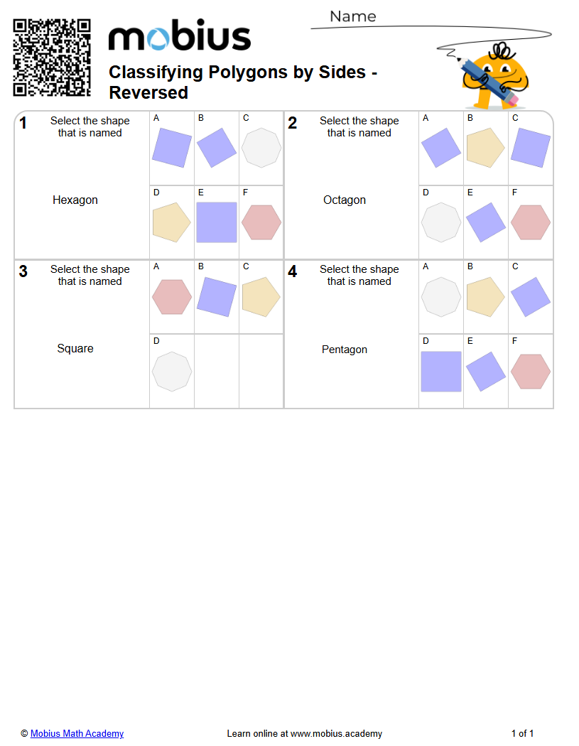 Level 2 | Geometry 2D | Grades 2-6 Math Worksheets - Mobius Math Academy