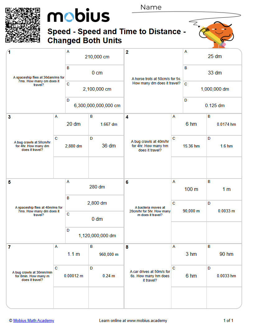 Speed - Speed and Time to Distance - Changed Both Units (Level 2 ...