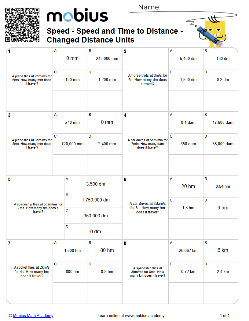 Speed - Speed and Time to Distance - Changed Distance Units (Level 1 ...