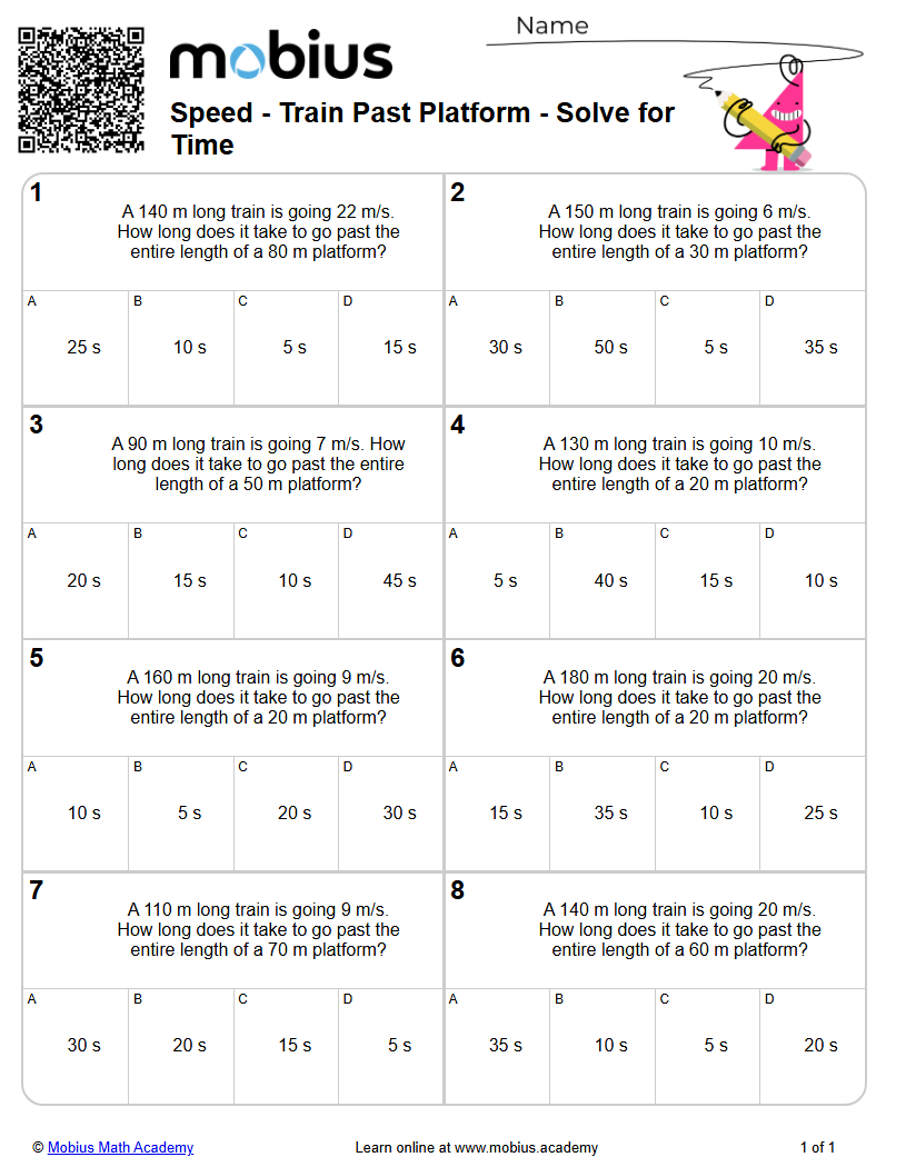 Train Past Platform - Solve for Time (Level 2) | Speed/Distance/Time ...