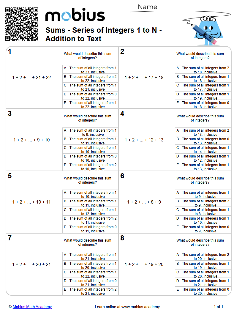 Level 1 | Patterning | Grades 10-11 Math Worksheets - Mobius Math Academy