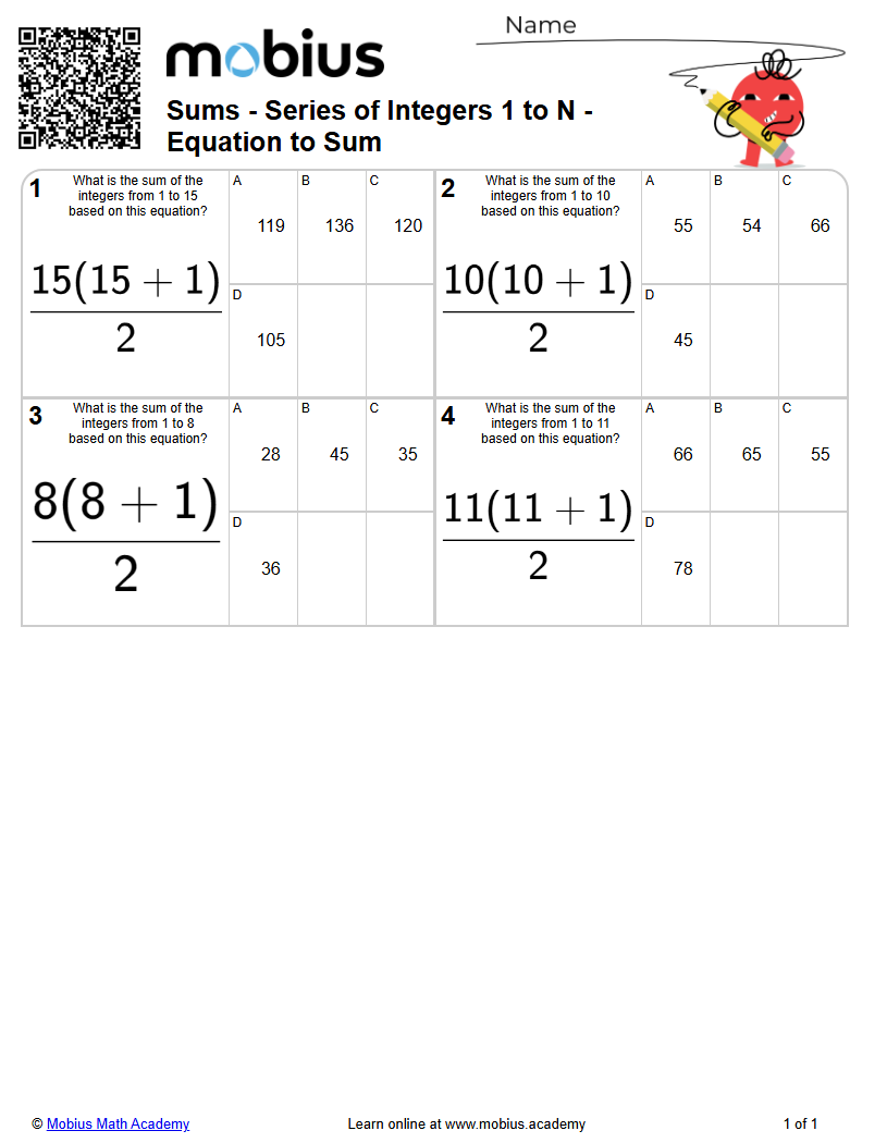 Level 1 | Patterning | Grades 11-12 Math Worksheets - Mobius Math Academy