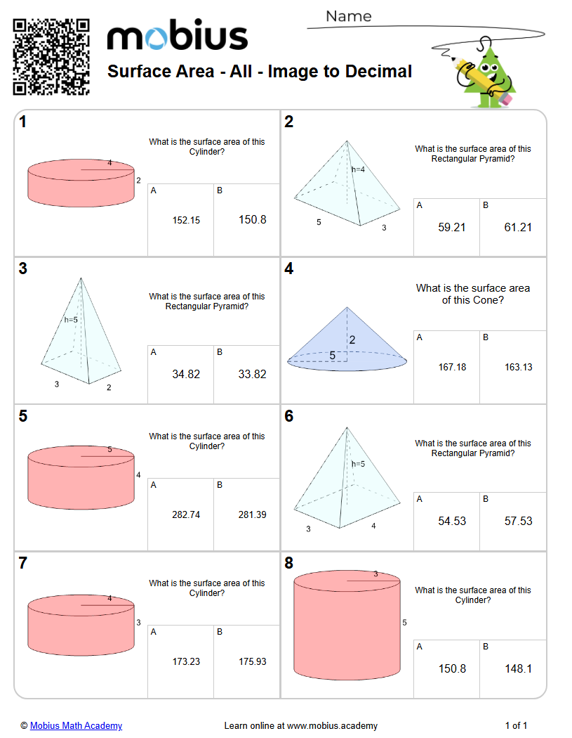 Level 1 | Geometry 3D | Grade 12 Math Worksheets - Mobius Math Academy
