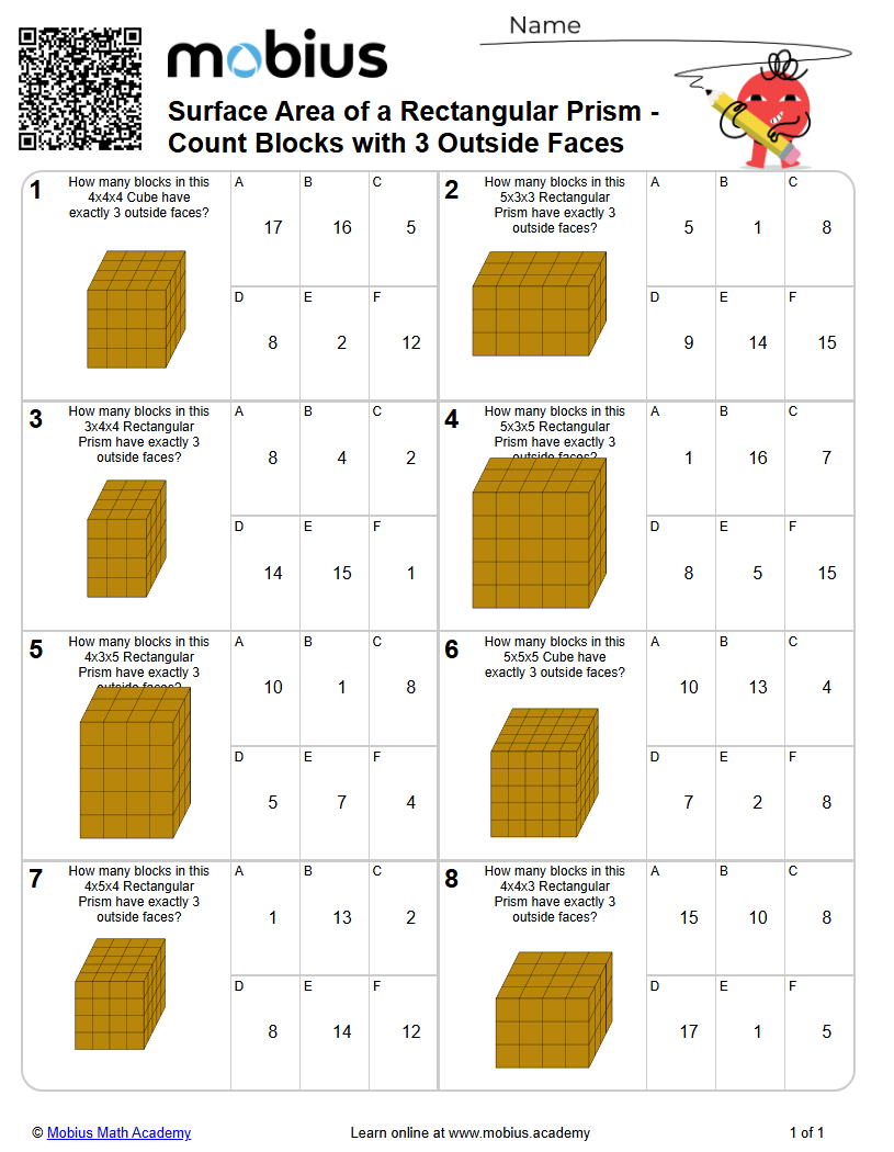 Surface Area of a Rectangular Prism - Count Blocks with 3 Outside Faces ...