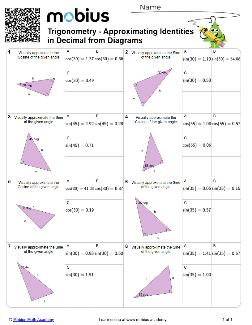 Trigonometry Approximating Identities In Decimal From Diagrams Level