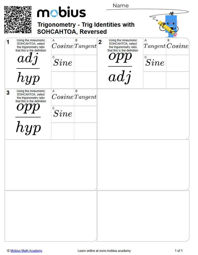 Trigonometry Trig Identities With Sohcahtoa Reversed Level 1