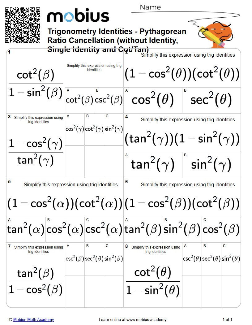 Trigonometry Identities - Pythagorean Ratio Cancellation (without ...