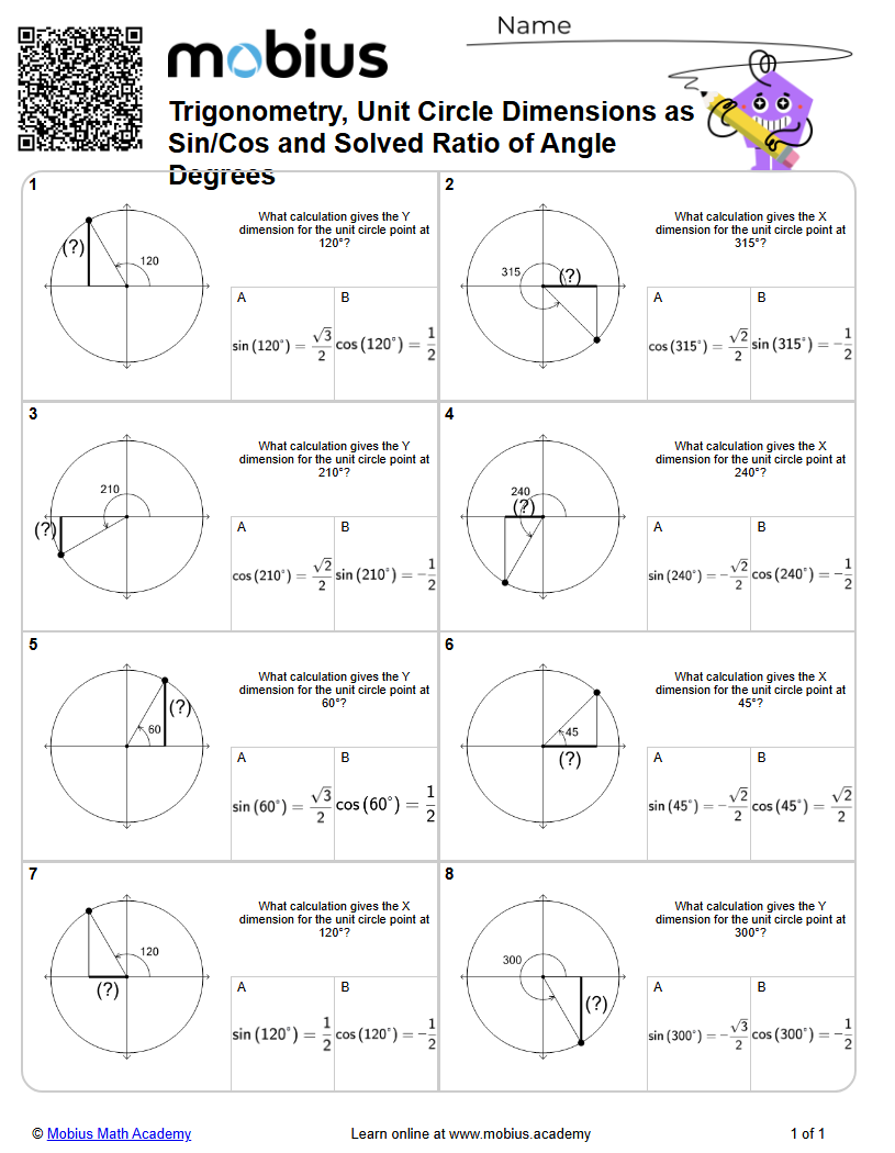 Trigonometry, Unit Circle Dimensions as Sin/Cos and Solved Ratio of ...