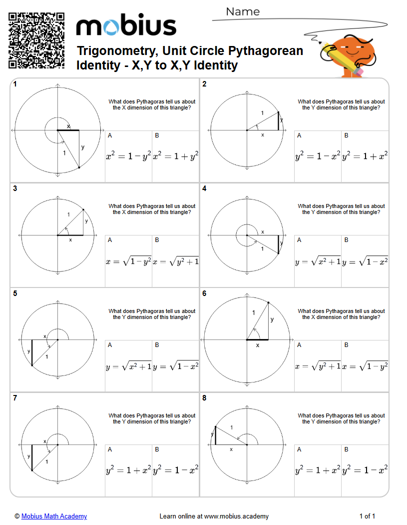 Trigonometry, Unit Circle Pythagorean Identity - X,Y to X,Y Identity ...