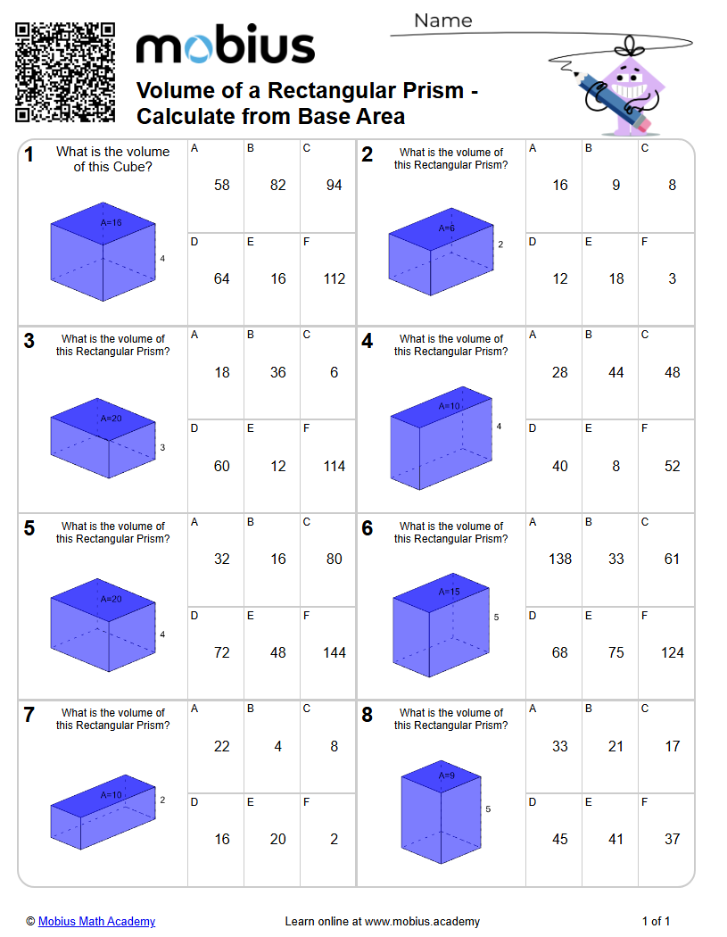Volume of a Rectangular Prism - Calculate from Base Area | Level 1 ...