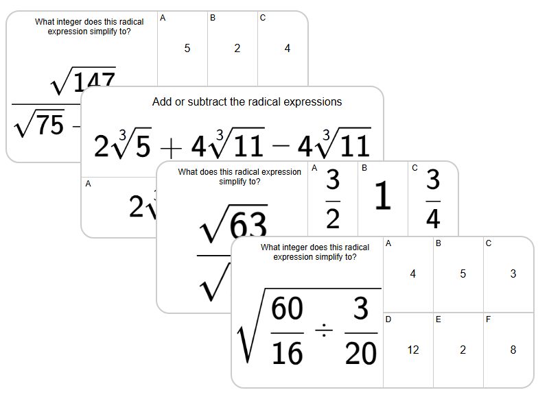 Radicals - Addition and Subtraction Intro | Radicals | Grades 11-12 ...