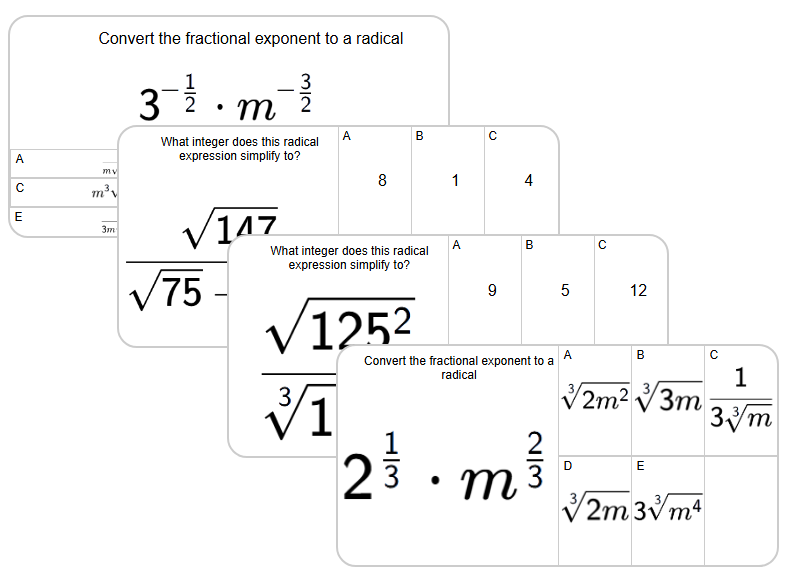 Radicals - Simplifying Practice | Radicals | Grades 10-11 Math Unit ...