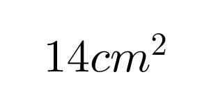 A LaTex expression showing 14cm to the power of 2