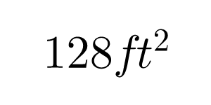 A LaTex expression showing 128ft to the power of 2