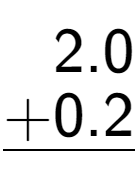 A LaTex expression showing \begin{aligned}2.0\hphantom{}\\[-0.5em]\underline{+0.2\hphantom{}}\end{aligned}\\