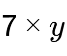 A LaTex expression showing 7 multiplied by y