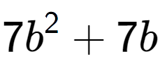 A LaTex expression showing 7b to the power of 2 + 7b