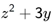 A LaTex expression showing z to the power of 2 + 3y