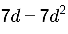 A LaTex expression showing 7d - 7d to the power of 2