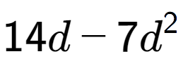 A LaTex expression showing 14d - 7d to the power of 2