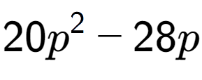 A LaTex expression showing 20p to the power of 2 - 28p