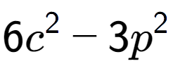 A LaTex expression showing 6c to the power of 2 - 3p to the power of 2