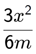 A LaTex expression showing \frac{{3x to the power of 2 }}{{6m}}