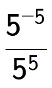 A LaTex expression showing \frac{{5 to the power of {-5 }}}{{5 to the power of {5 }}}