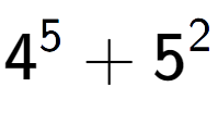 A LaTex expression showing 4 to the power of {5 } + 5 to the power of {2 }