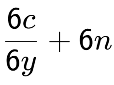 A LaTex expression showing \frac{{6c}}{{6y}} + 6n